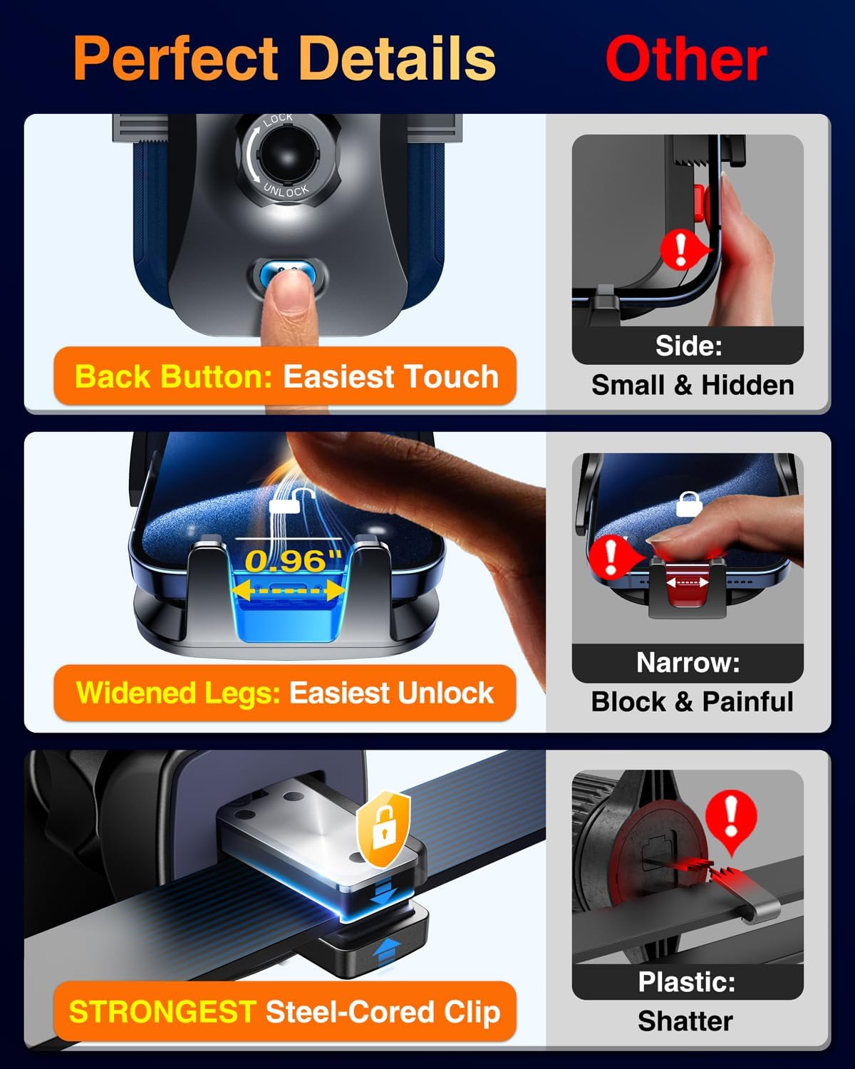 VANMASS 85+LBS Strongest Suction & Military-Grade 2025 Ultimate Car Phone Mount Patent & Safety Certs Cell Phone Holder Truck Stand for Dashboard