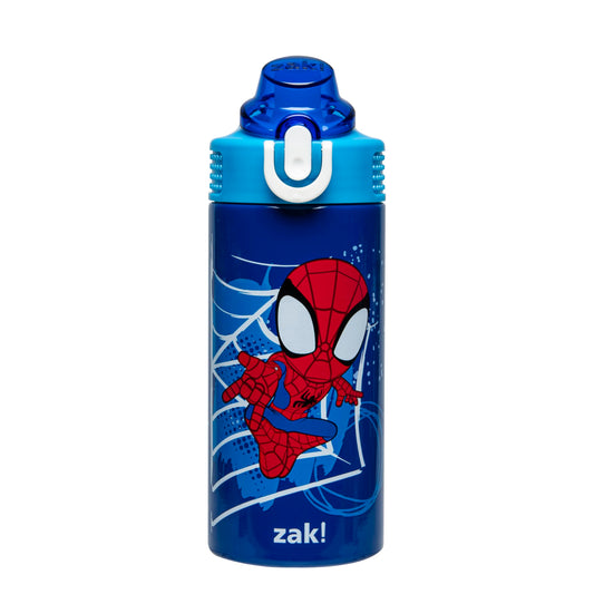 Zak Designs Marvel Spider-Man Sage Kids Water Bottle For School or Travel, 14oz Stainless Steel Water Bottle With Straw, Handle, and Leak-Proof