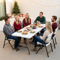 Folding Table 6FT HDPE 6 Foot Foldable Table Portable Banquet Surface Fold-in-Half Desk Utility for Working Meeting Parties, Picnic, Camping