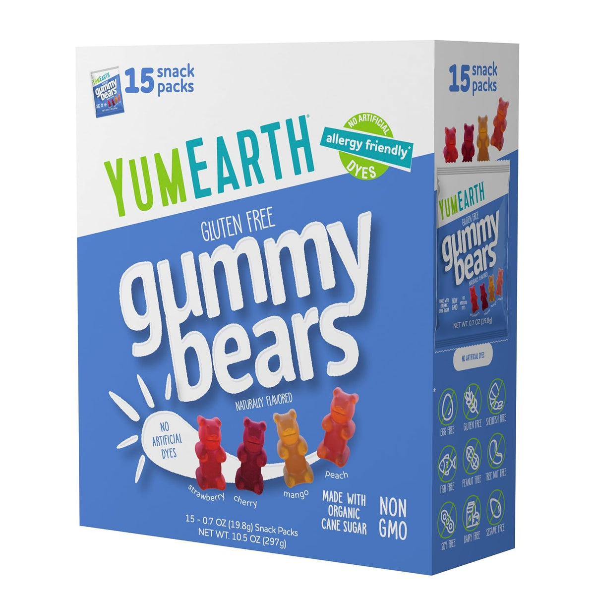 YumEarth Organic Gummy Bears - Fruity Gummy Candy Snack Packs, Gluten Free Snacks for Kids - Allergy Friendly, Non-GMO, No Artificial Dyes - Assorted