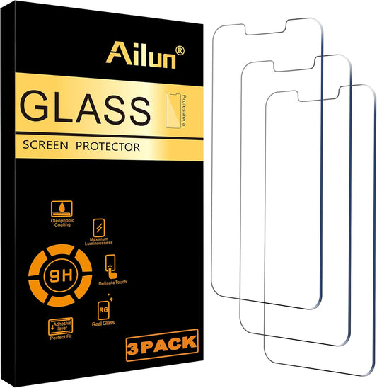 Ailun Screen Protector for iPhone 16e / iPhone 14 / iPhone 13 / iPhone 13 Pro [6.1 Inch] Display 3 Pack Tempered Glass, Case Friendly [Not for iPhone