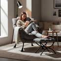 Welnow Lazy Chair with Ottoman, Modern Lounge Accent Chair with Armrests and a Side Pocket, Leisure Sofa Armchair, Reading Armchair with Footrest for