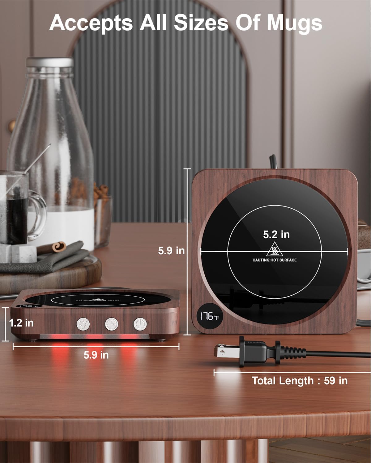 Mug Warmer - 36W Coffee Mug Warmer for Desk with Temperature Display, 2-12Hrs Auto Shut Off, Smart Candle Warmer - Ideal Coffee Gifts Accessories