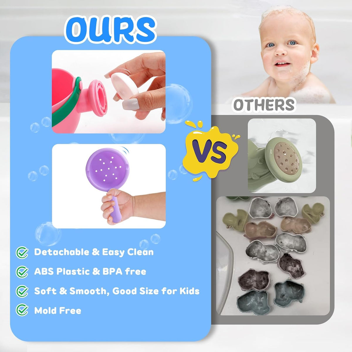 Fajiabao Baby Bath Toys for Kids Ages 1-3 Toddler Bath Toys Mold Free for 2-4 Bathtub Sand Beach Pool Water Toys for 1+ Year Old Girl Gifts 5 PCS