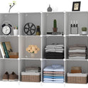 AWTATOS Cube Storage Organizer Storage 12 Cube Bookshelf DIY Plastic Closet Clothes Storage Shelves with Wooden Mallet, Stackable Storage Solution