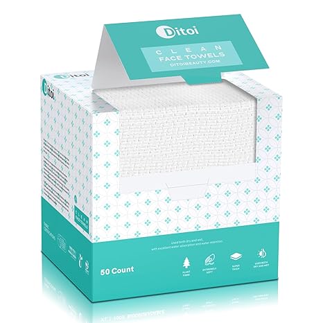 Face Towels, 10"×12" Disposable Face Towel, Face Towelettes XL, Ultra Soft Makeup Remover Dry Wipes, Thick Face Towel for Sensitive Skin, 50 Count (1