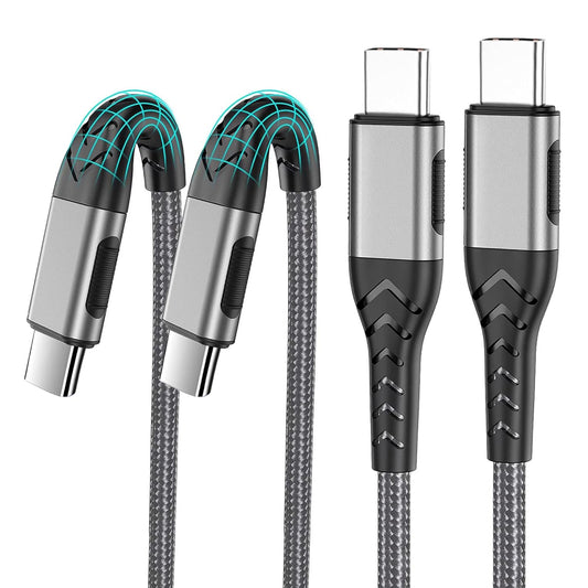Durcord 2Pack 10ft USB C Charger Cable - 100W Fast Charging for Android/Phone/Pad, Type C to Type C Compatible with iPhone 17/16/15 Pro Plus Max