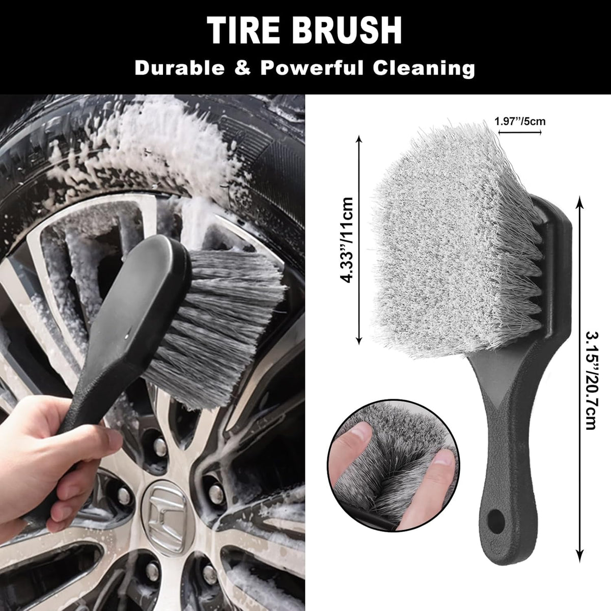 7Pcs Car Wheel Brush kit, Tire Brush, Wheel Cleaner Brush, Soft-bristled Rim Cleaner Brush, Tire Shine Applicator Pad, Car Detailing Brushes, Wheel