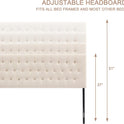 Tufted Upholstered Headboard Queen Size, Solid Wood Head Board with Durable Metal Legs, Adjustable Height Bed headboard from 37” to 51” Fabric