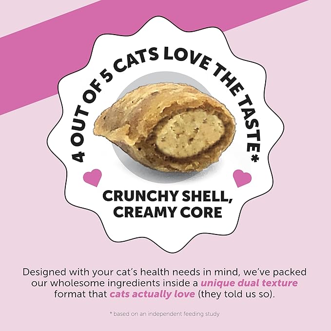 Cat Multivitamin Crunchy & Creamy Chews - Cat Treats for Health + Immune, Joint Support, Skin & Coat, & Digestion - Vitamins with Omega 3s, Lysine