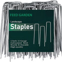FEED GARDEN 6 Inch 50 Pack Hot-dip Galvanized Landscape Staples Plant Cover Spikes 11 Gauge Tent Stakes Garden Stakes Landscaping Fabric SOD Pins