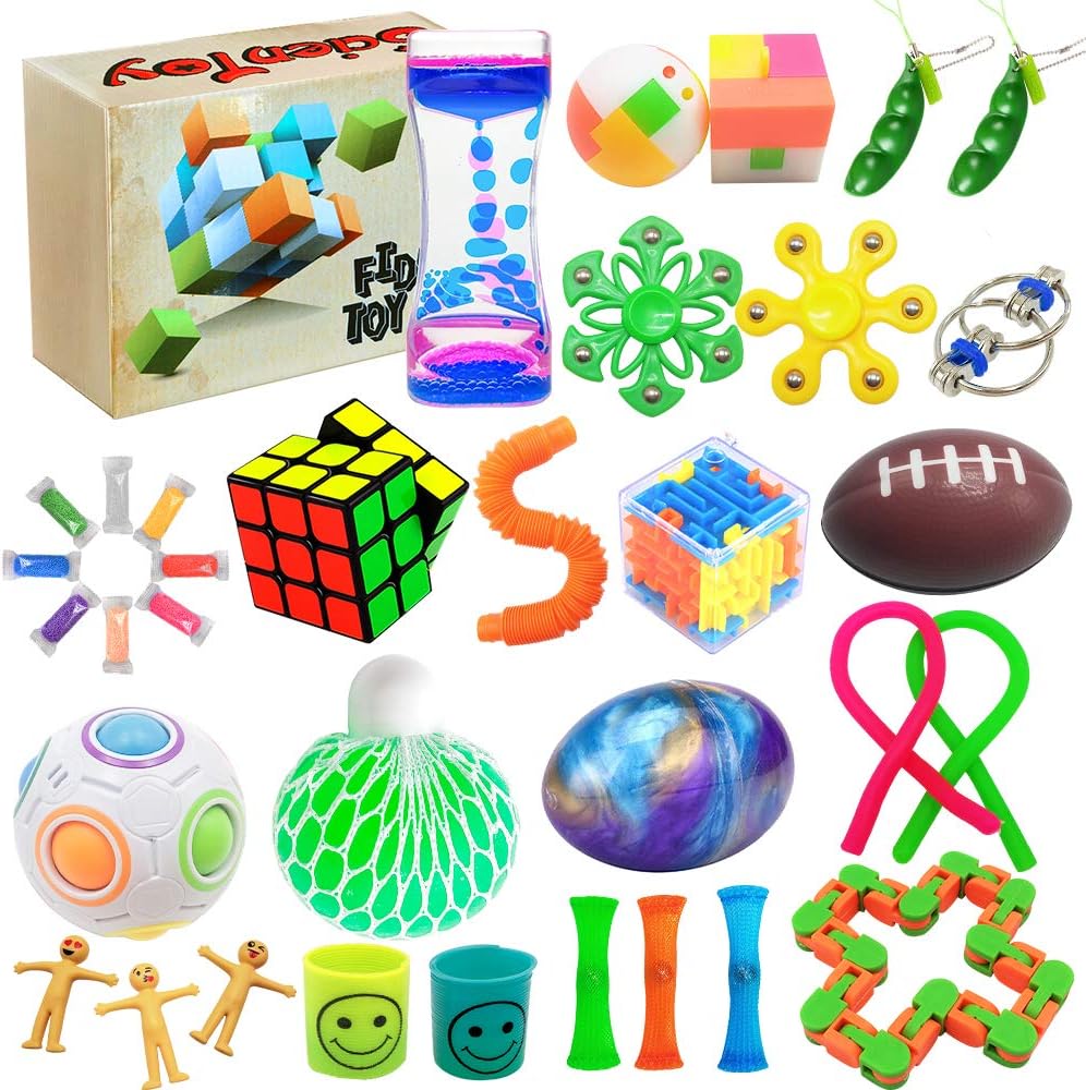 Scientoy Fidget Toy Set, 35 Pcs Sensory Toy for ADD, OCD, Autistic Children, Adults, Anxiety Autism to Stress Relief and Anti Anxiety with Motion