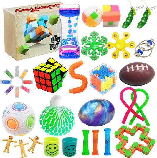 Scientoy Fidget Toy Set, 35 Pcs Sensory Toy for ADD, OCD, Autistic Children, Adults, Anxiety Autism to Stress Relief and Anti Anxiety with Motion