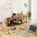 Furologee TV Stand with Power Outlets, Entertainment Center with Open Storage Shelves for TVs up to 55 Inch, Media Console Table with Soundbar Shelf