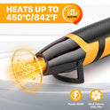 SEEKONE Mini Heat Gun, 350W 2-Temp Settings 500℉ & 842℉（260℃& 450℃） Fast Heat Hot Air Gun Tool with Reflector Nozzle and 4.9Ft Long Cable Overload