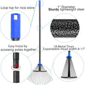 Adjustable Metal Leaf Rake Long Handle, Garden Rakes for Lawns Heavy Duty Leaves with Expandable Head 8-17", Yard Women Kids Rake for Gardening RV