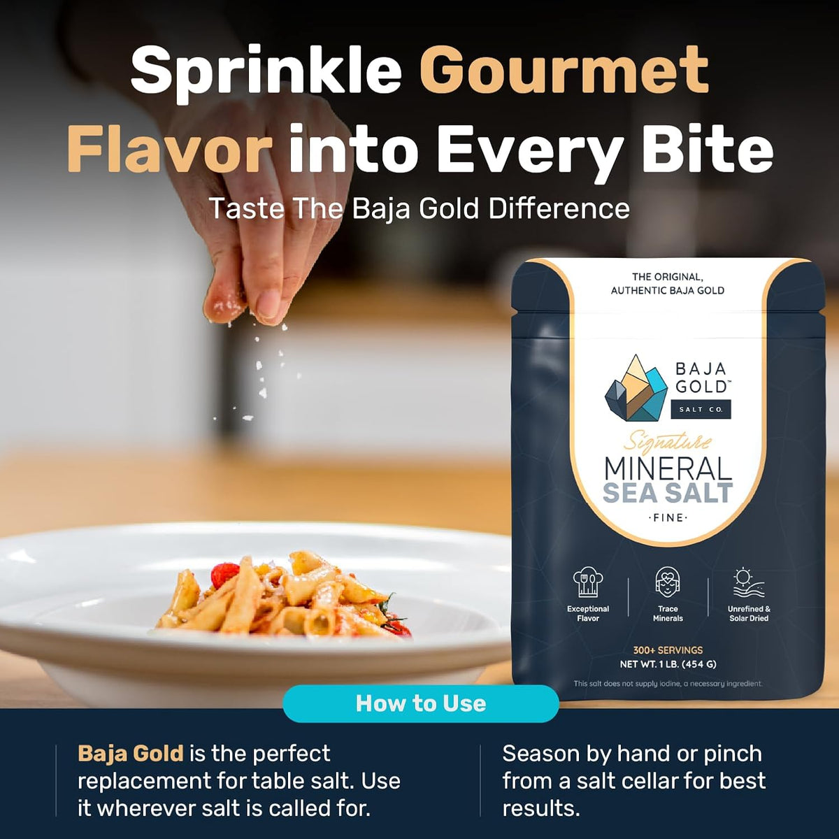 Baja Gold Mineral Sea Salt - Recommended by Gary Brecka - Fine Grind Salt for Cooking & Baking | Natural Baja Salt for Culinary Uses | Great for