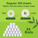 ECOLipak Bamboo Toilet Paper, Septic Safe Toilet Tissue, 24 Double Rolls, 320 Sheets Per Roll, Tree Free, Non Toxic, 2 Ply, Soft and Absorbent, Eco