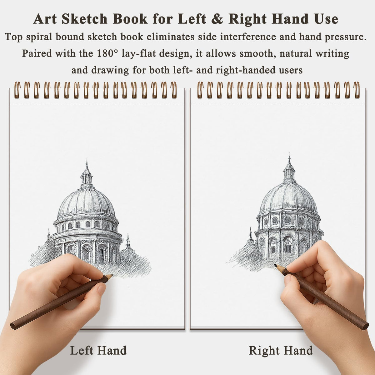 Fuxi 9" x 12" Sketch Book, Top Spiral Bound Sketch Pad, 100 Sheets 68lb/100gsm Acid-Free Drawing Paper, Art Sketchbook for Drawing Pad for Kids