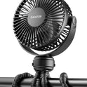 Gaiatop Mini Portable Stroller Fan, Battery Operated Small Clip on, Detachable 3 Speed Rechargeable, 360° Rotate Flexible Tripod Better Cooling for