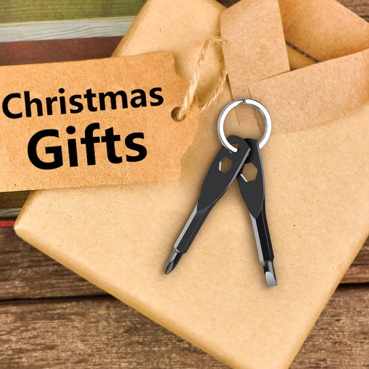 Stocking Stuffers for Men Adults - Gifts 4-in-1 Keychain Screwdriver Set for Teens Dad, Multi-functional Cool Gadgets Tools with Phillips and Slotted