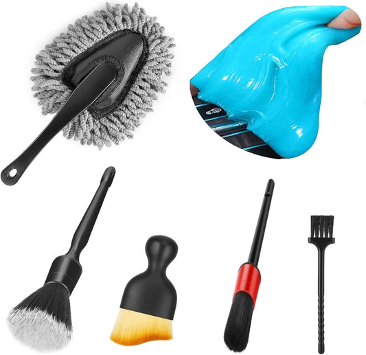 Car Interior Duster Detail Brush Cleaning Gel Kit, Soft Dash Vent Dusting Slime Putty Detailing Brushes Accessories Essentials Supplies Tools for
