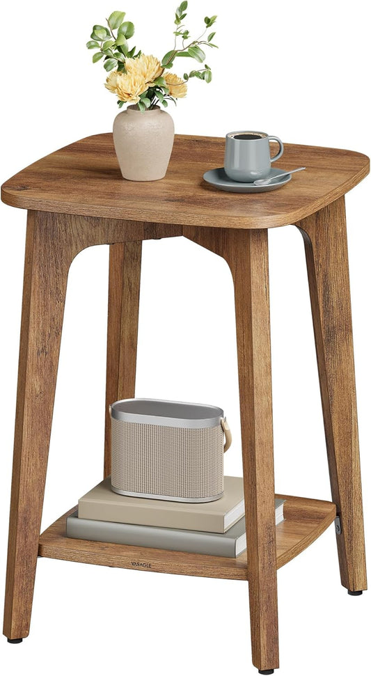 VASAGLE MAEZO Collection - Side Table, 2-Tier Small Square End Table, Nightstand with Tapered Legs, Curved Transitions, for Small Spaces, Living