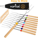 10 Pcs Marshmallow Roasting Sticks for Fire Pit Long 32Inch, Smores Sticks Skewers, Smores Kit for Fire Pit, Premium Telescoping Hot Dog Roasting