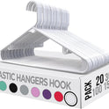 Utopia Home Plastic Hangers 20 Pack - Space Saving Clothes Hanger - Durable & Strong Closet Organizers and Storage with Built-in Strap Hooks