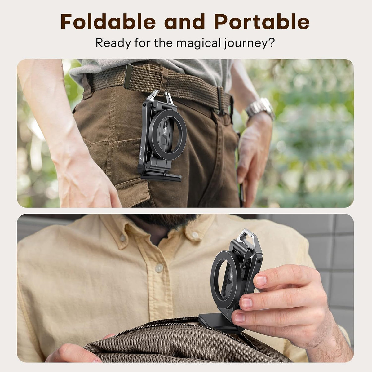 OMOTON TP02 360°Rotating for MagSafe Tripod, Adjustable Aluminum Magnetic Phone Tripod for iPhone 17/16/15/14 Pro Max Air, Foldable Cell Phone Stand
