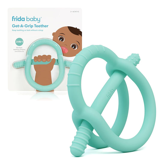 Frida Baby Get-A-Grip Silicone Teether for Teething Pain Relief, BPA-Free Food-Grade Teething Toys for Infant Baby Newborn 0-6, 12, 18 Months