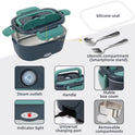 Electric Lunch Box Food Heater, 80W Portable Warmer for Car Truck Work with 304 Stainless Steel Container, 12V/24V/110V Green Heated Lunch Box