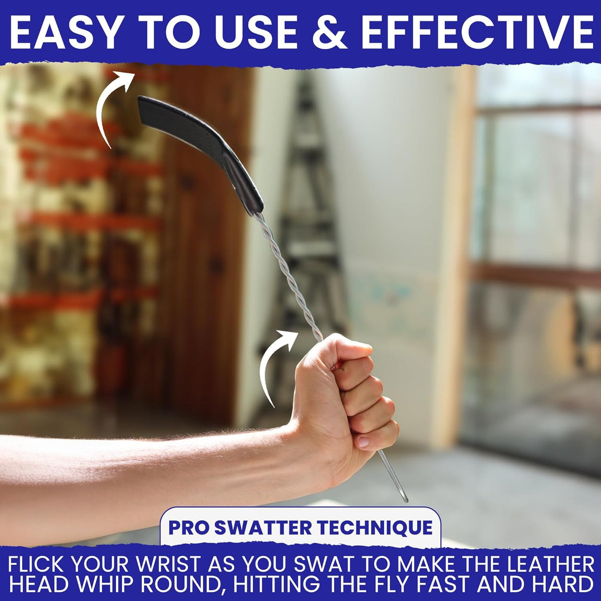 2 Leather Fly Swatter for Indoors. Long Handle, Heavy Duty Fly Swatter Manual Multi Pack. Flyswatters Heavy Duty Flyswatter 2 pack. Flies Swater