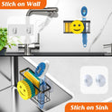 Sponge Holder Smiley Face, Sink Caddy for kitchen Sink, Kitchen Organizer Sponge Holder with 2 PCS Suction Cups/1 PCS Adhesive Strips, Designed for