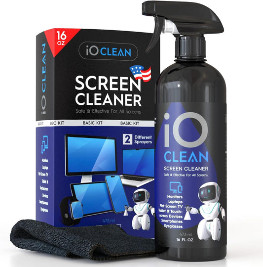 Screen Cleaner Spray (16oz - 473ml) – Best Large Cleaning Kit for LCD LED OLED TV, Smartphone, iPad, Laptop, Touchscreen, Computer Monitor