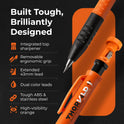 THORVALD New 3-in-1 Carpenter Pencils with Finger Grip for Construction - Incl. 7 Leads + Sharpener - Solid Mechanical Pencils with Fine Point/Best