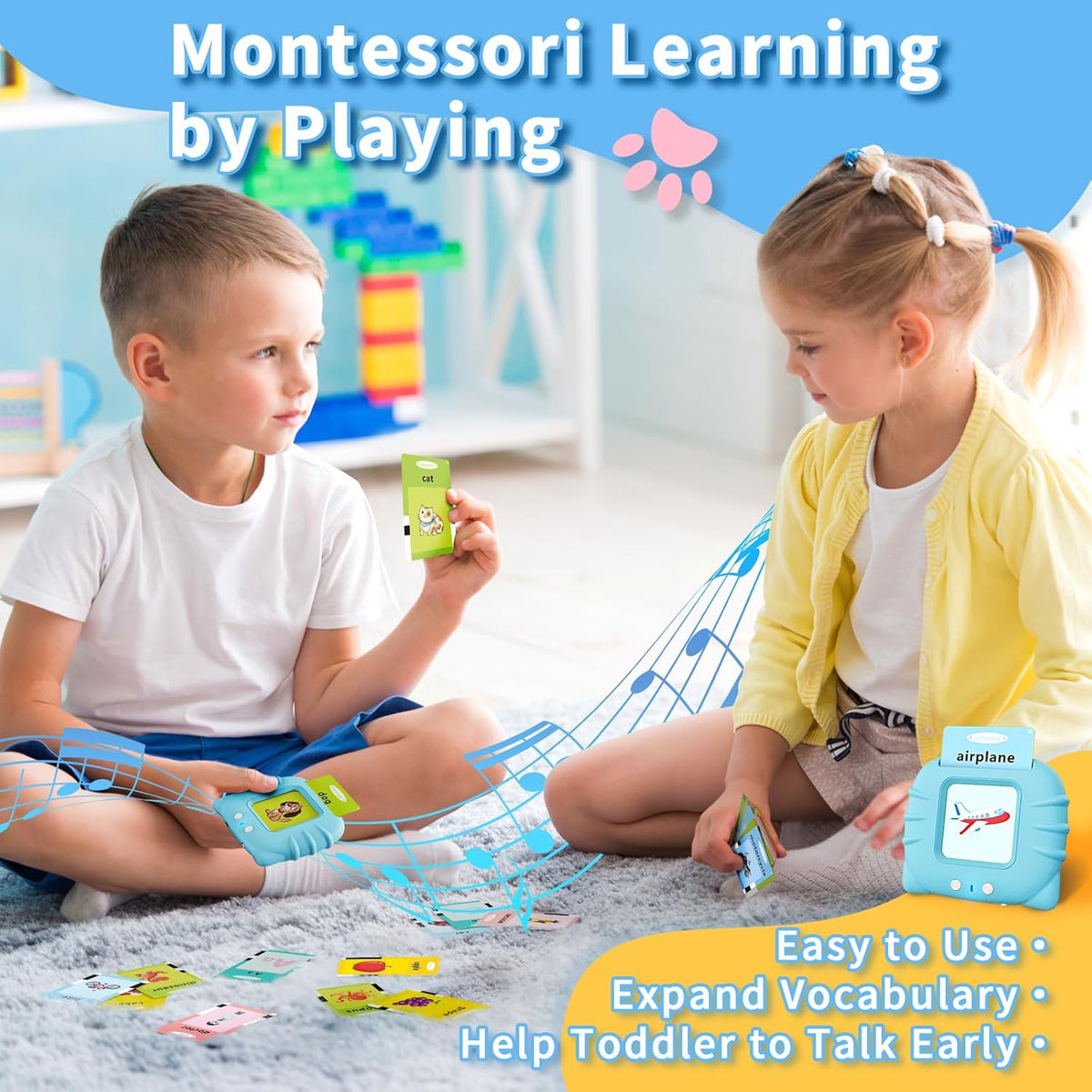 Toddler Toys Talking Flash Cards for 1 2 3 4 5 6 Year Old Boys and Girls, Autism Sensory Toys for Autistic Children, Learning Educational Montessori