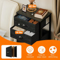 Furnulem Tall Dresser with 6 Drawers,Vertical Bedside End Table & Chest for Bedroom,Black Storage Tower Dorm Nightstand with Fabric Drawer Organizer