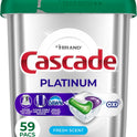 Cascade Platinum + Oxi Dishwasher Pods, Dishwasher Detergent, Dish Detergent Soap, Fresh, 59 Count