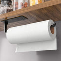 Paper Towel Holder - Self-Adhesive or Drilling, Matte Black, Upgraded Aluminum Kitchen Roll Dispenser Under Cabinet, Lighter but Stronger Than