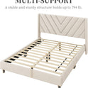 Yaheetech Queen Bed Frame Upholstered Platform Bed with Wing Side/Wooden Slat Support/Tufted Headboard with Wing Side/Mattress Foundation/No Box