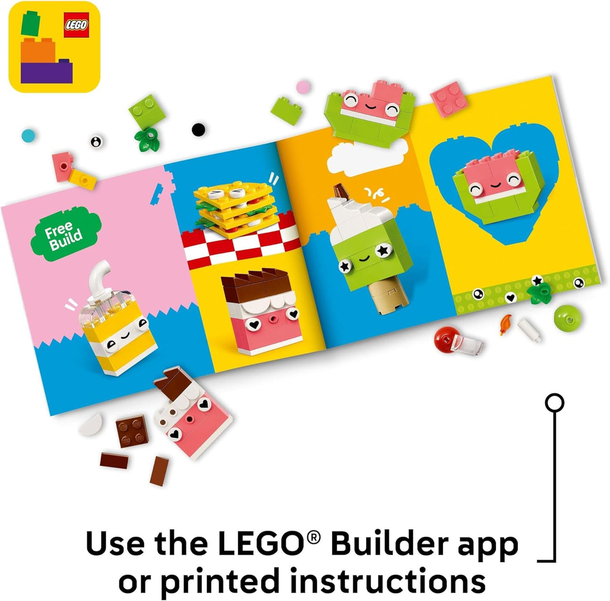 LEGO Classic Creative Food Friends Building Toy Set - Pretend Play Food for Kids, Boys and Girls, Ages 4+ - Learning and Educational Toy for