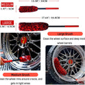 Professional 4 Pack Long Handle Wheel Brush Kit for Cleaning Wheel and Tire- 2X Soft Wheel Cleaning Brush, Detailing Brush and Stiff Tire Brush