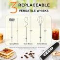 YUSWKO Black Handheld Milk Frother Wand for Coffee, Rechargeable Electric Whisk with 3 Heads 3 Speeds Drink Mixer Coffee Frother For Latte