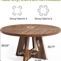 LITTLE TREE Round Dining Table for 4-6 People, 47 Inches Dining Room Table with Wooden Pedestal Base, Brown Dinner Tables, Circle Kitchen Tables for