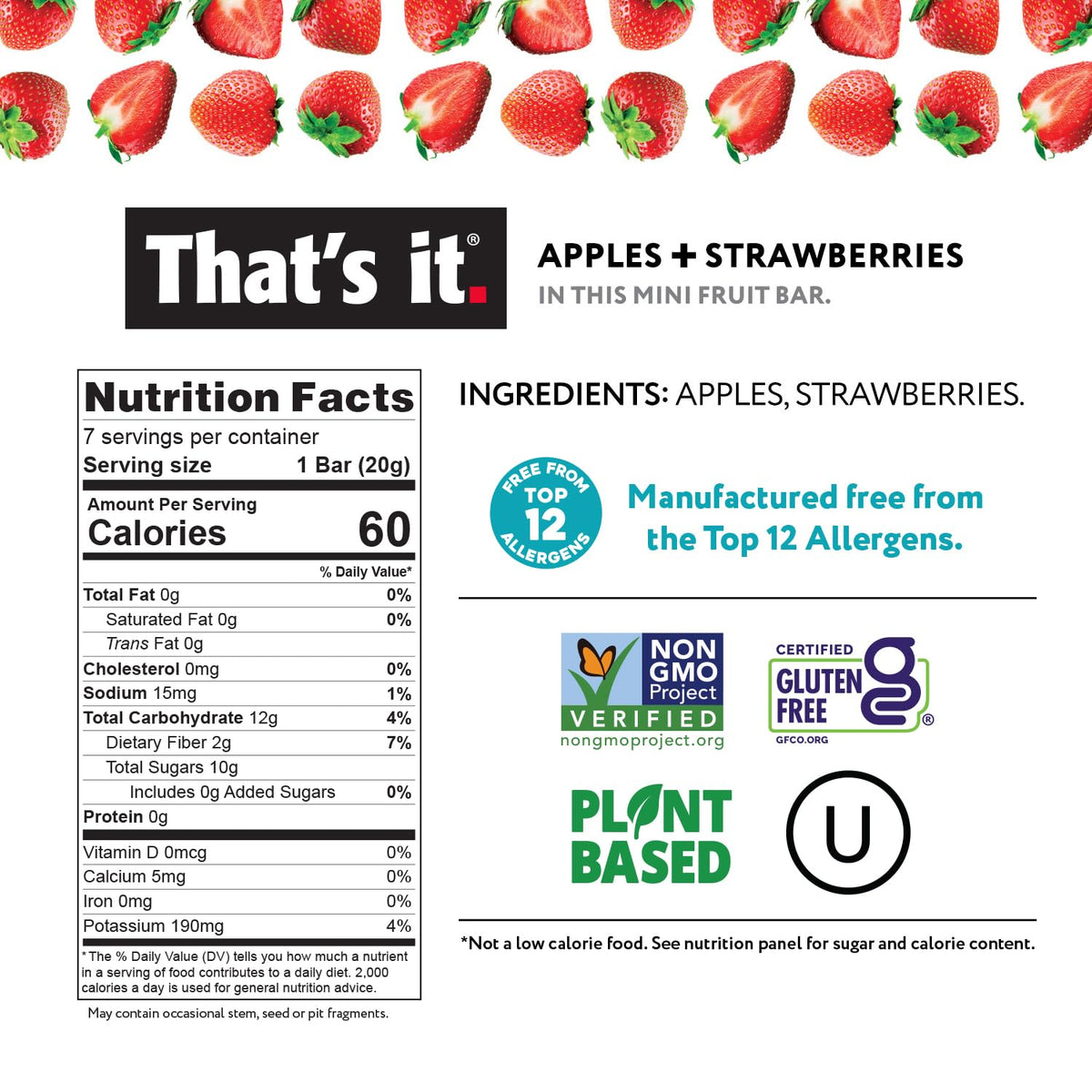 That's it. Mini Fruit Bars (Variety 35 Pack) No Sugar Added, Plant-Based, Vegan & Gluten Free, Breakfast Bar, Paleo, for Children & Adults, Non GMO