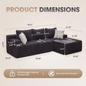 Hobestluk 96” Modular Sectional Sofa Couches L-Shape Couch 3 Seat Modular Sofa Memory Foam Sectional Couches for Living Room, Cloud Couch with
