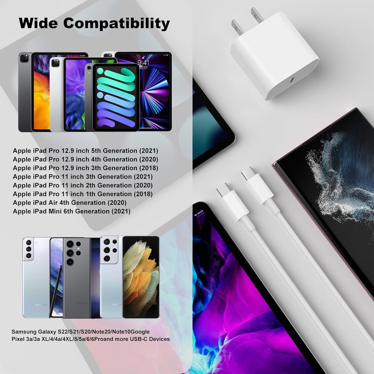 iPhone 17 16 15 Charger Fast Charging,20W Apple iPad USB C Fast Charger,2Pack 6ft USB C Wall Charger Block for iPhone 17/Pro/Pro Max/17 Air/ 16/16
