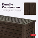 Keter Westwood 150 Gallon Deck Box Organizer, Doubles as 2-Person Bench Seat, Brown – Large Resin Outdoor Storage and Seating with Lockable Lid for