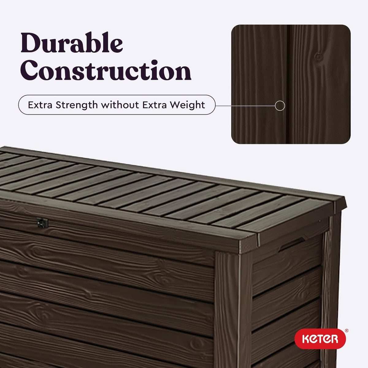 Keter Westwood 150 Gallon Deck Box Organizer, Doubles as 2-Person Bench Seat, Brown – Large Resin Outdoor Storage and Seating with Lockable Lid for